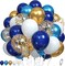 Navy Blue and Gold Balloons – Metallic Gold, Navy, White & Gold Confetti Latex Balloons for Birthday, Graduation, Baby Shower & Wedding Decorations